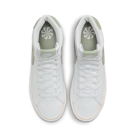 Nike W Court Legacy White and Light Green High-Tops - Picture 2 of 2